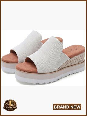 Women's White Espadrille Slide Wedge Sandals